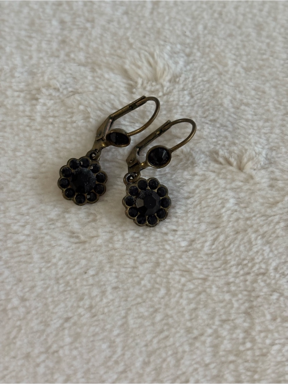 Michal Negrin Black Crystal Floral Drop Earrings